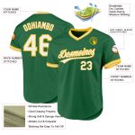 Custom Name Number Authentic Throwback Baseball Jersey - Personalized Kelly Green White-Gold Personalized Kelly Green White-Gold