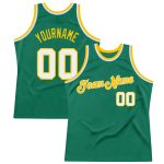 Personalized Authentic Throwback Basketball Jersey in Kelly Green and White-Gold Personalized Kelly Green White-Gold Authentic