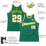 Personalized Authentic Throwback Basketball Jersey in Kelly Green and White-Gold Personalized Kelly Green White-Gold Authentic