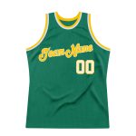 Personalized Authentic Throwback Basketball Jersey in Kelly Green and White-Gold Personalized Kelly Green White-Gold Authentic