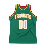 Custom Personalized Throwback Basketball Jersey - Kelly Green White-Gold with Name & Number - Authentic Team Style Personalized
