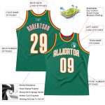Custom Personalized Throwback Basketball Jersey - Kelly Green White-Gold with Name & Number - Authentic Team Style Personalized