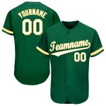 Custom Name Number Baseball Jersey in Kelly Green White-Gold - Personalized Team Apparel Personalized Kelly Green White-Gold