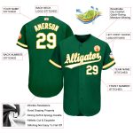 Custom Name Number Baseball Jersey in Kelly Green White-Gold - Personalized Team Apparel Personalized Kelly Green White-Gold