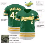 Custom Name and Number Authentic Baseball Jersey in Kelly Green with White-Gold Line Personalized Kelly Green White-Gold