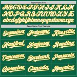 Custom Name and Number Authentic Baseball Jersey in Kelly Green with White-Gold Line Personalized Kelly Green White-Gold