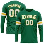 Personalized Salute To Service T-Shirt with Custom Name & Number, Long Sleeve, Kelly Green, White-Gold Performance Team Apparel