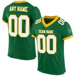Personalized Kelly Green White Gold Football Jersey - Authentic Mesh Style Personalized Kelly Green White-Gold Mesh Authentic