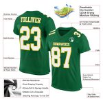 Custom Name Number Authentic Football Jersey in Kelly Green White Gold Mesh Personalized Kelly Green White-Gold Mesh Authentic