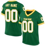 Custom Name and Number Authentic Throwback Football Jersey, Personalized Kelly Green and White Gold Mesh Design Personalized