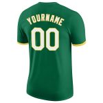 Custom Team Performance T-Shirt with Personalized Name & Number in Kelly Green & White-Gold Personalized Kelly Green White-Gold