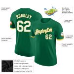 Custom Team Performance T-Shirt with Personalized Name & Number in Kelly Green & White-Gold Personalized Kelly Green White-Gold