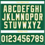 Custom Team Performance T-Shirt with Personalized Name & Number in Kelly Green & White-Gold Personalized Kelly Green White-Gold