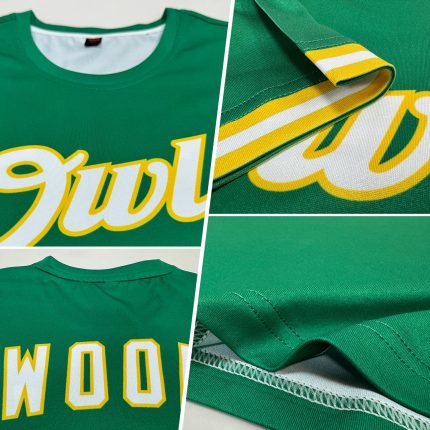 Custom Team Performance T-Shirt with Personalized Name & Number in Kelly Green & White-Gold Personalized Kelly Green White-Gold