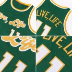 Custom Basketball Jersey with Personalized Name and Number - Kelly Green White Gold Round Neck Rib-Knit Personalized Kelly