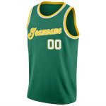 Custom Basketball Jersey with Personalized Name and Number - Kelly Green White Gold Round Neck Rib-Knit Personalized Kelly