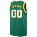 Custom Basketball Jersey with Personalized Name and Number - Kelly Green White Gold Round Neck Rib-Knit Personalized Kelly