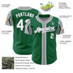 Custom Name and Number Baseball Jersey in Kelly Green, White, Gray - 3 Colors and Arm Shapes - Authentic Team Jersey Personalized