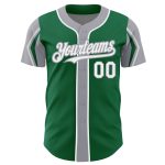 Custom Name and Number Baseball Jersey in Kelly Green, White, Gray - 3 Colors and Arm Shapes - Authentic Team Jersey Personalized