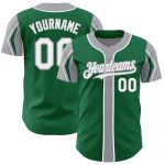 Custom Name and Number Baseball Jersey in Kelly Green, White, Gray - 3 Colors and Arm Shapes - Authentic Team Jersey Personalized