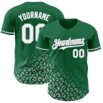Custom Leopard Print Baseball Jersey - Personalized Kelly Green White-Gray 3D Design with Team Name & Number Personalized