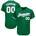 Custom Kelly Green White-Gray Authentic Baseball Jersey for Men Women Personalized Kelly Green White-Gray Authentic Baseball