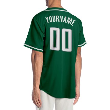 Custom Name and Number Authentic Baseball Jersey in Kelly Green, White & Gray - Personalized Team Jersey Personalized Kelly