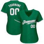 Custom Kelly Green White-Gray Authentic Baseball Jersey for Men Women Personalized Kelly Green White-Gray Authentic Baseball