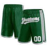 Custom Name Number Basketball Shorts Authentic Kelly Green White-Gray Personalized Kelly Green White-Gray Authentic Basketball