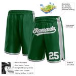 Custom Name Number Basketball Shorts Authentic Kelly Green White-Gray Personalized Kelly Green White-Gray Authentic Basketball
