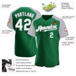 Custom Name and Number Baseball Jersey - Personalized Kelly Green White-Gray Authentic Raglan Sleeves Personalized Kelly
