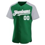 Custom Name and Number Baseball Jersey - Personalized Kelly Green White-Gray Authentic Raglan Sleeves Personalized Kelly