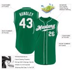 Custom Name and Number Authentic St. Patricks Day Baseball Jersey - Personalized Kelly Green and White-Gray Sleeveless Design