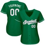 Personalized St. Patricks Day Baseball Jersey - Kelly Green White-Gray Authentic Design Personalized Kelly Green White-Gray