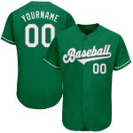 Personalized St. Patricks Day Baseball Jersey - Kelly Green White-Gray Authentic Design Personalized Kelly Green White-Gray