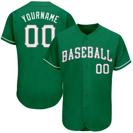 Custom St. Patricks Day Baseball Jersey - Personalized Kelly Green White-Gray Team Name & Number Personalized Kelly Green