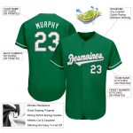 Personalized St. Patricks Day Baseball Jersey - Kelly Green White-Gray Authentic Design Personalized Kelly Green White-Gray