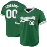 Custom Name and Number Authentic Throwback Baseball Jersey - Personalized Kelly Green White-Gray Personalized Kelly Green