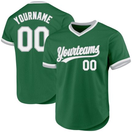 Custom Name and Number Authentic Throwback Baseball Jersey - Personalized Kelly Green White-Gray Personalized Kelly Green