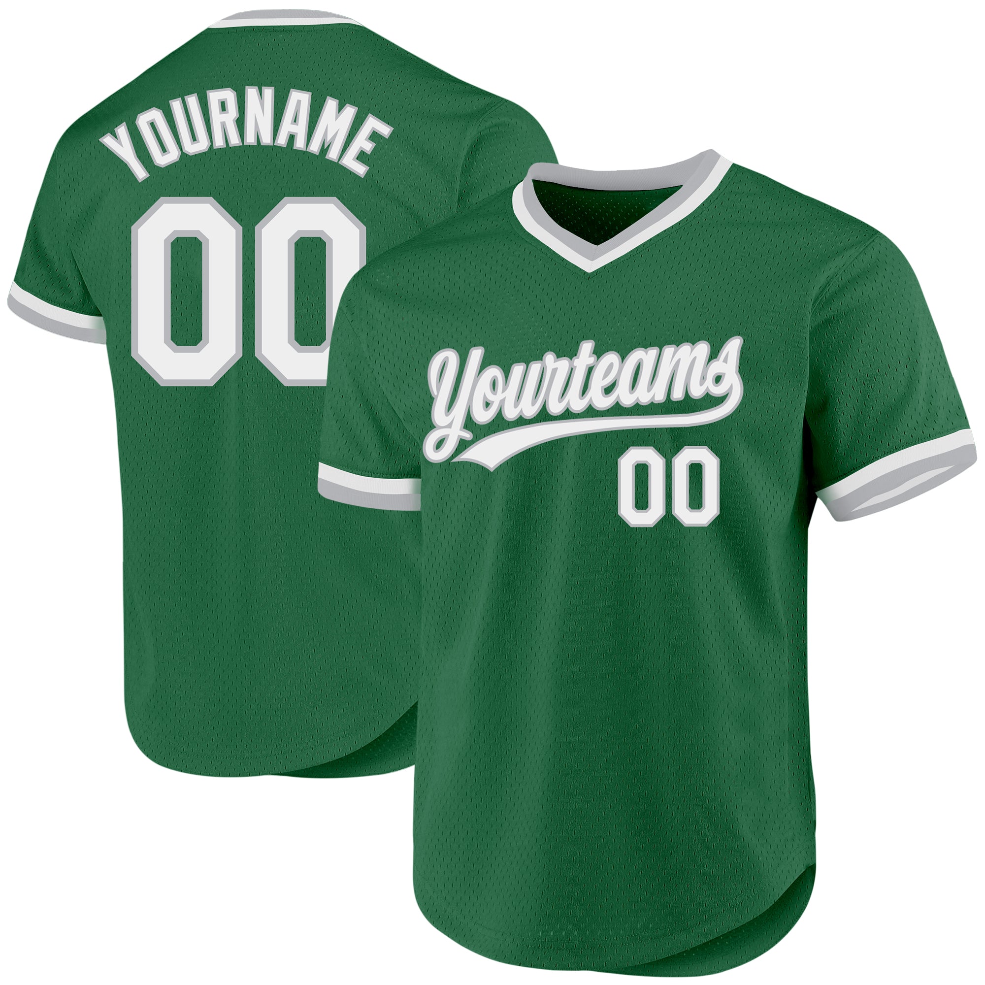 Custom Name and Number Authentic Throwback Baseball Jersey - Personalized Kelly Green White-Gray Personalized Kelly Green