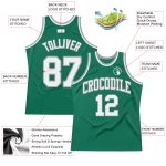Custom Team Basketball Jersey - Personalized Authentic Throwback in Kelly Green, White-Gray with Name & Number Personalized
