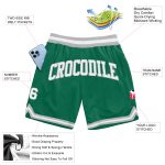 Custom Team Basketball Shorts with Name and Number - Kelly Green White-Gray Authentic Throwback Style Personalized Kelly