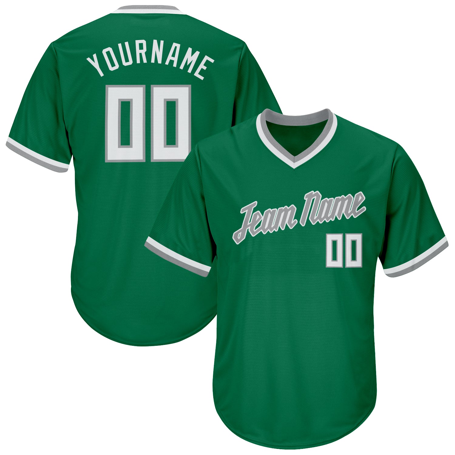Custom Team Name Number Authentic Baseball Jersey Shirt Kelly Green White-Gray Rib-Knit Throwback Personalized Kelly Green