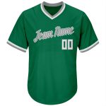 Custom Team Name Number Authentic Baseball Jersey Shirt Kelly Green White-Gray Rib-Knit Throwback Personalized Kelly Green
