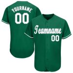 Custom Name and Number Baseball Jersey in Kelly Green, White, Gray - Personalized Team Apparel Personalized Kelly Green White-Gray