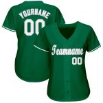 Custom Name and Number Baseball Jersey in Kelly Green, White, Gray - Personalized Team Apparel Personalized Kelly Green White-Gray