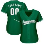 Personalized Green Baseball Jersey - Custom White-Gray Team Apparel Personalized Kelly Green White-Gray Baseball Jersey