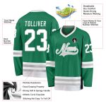 Custom Team Jersey with Name and Number in Kelly Green, White, and Gray - Personalized Hockey Jersey Personalized Kelly Green