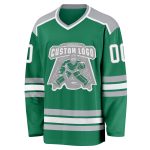 Personalized Hockey Jersey in Kelly Green, White, and Gray - Custom Team Apparel Personalized Kelly Green White-Gray Hockey