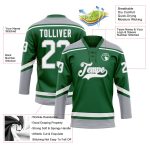Custom Name and Number Personalized Hockey Jersey - Kelly Green White-Gray Lace Neck Team Apparel Personalized Kelly Green